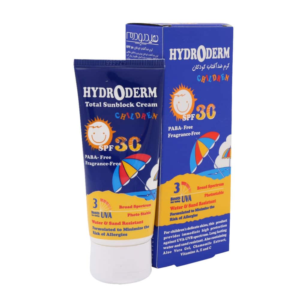 کرم ضد آفتاب کودکان هيدرودرم SPF30 حجم ۵۰ میلی لیتر