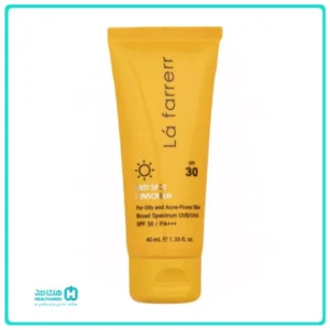 کرم ضد آفتاب SPF30 پوست چرب لافارر ضد لک و بدون رنگ 40 میلی لیتر