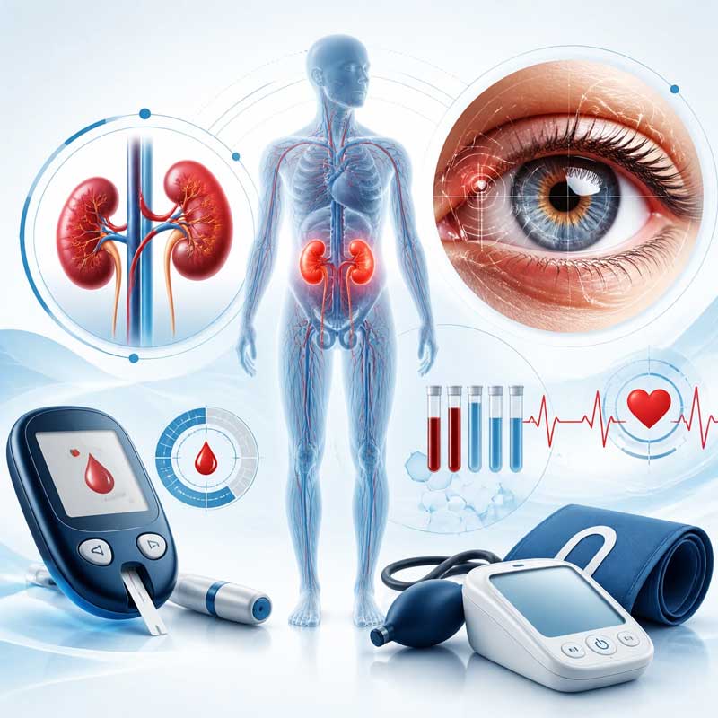 عوارض مهم دیابت بر کلیه و چشم و اهمیت کنترل شاخص‌های حیاتی