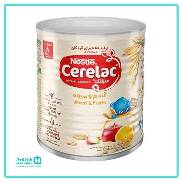سرلاک گندم و میوه به همراه شیر نستله مناسب کودکان از پایان 8 ماهگی ۴۰۰ گرم